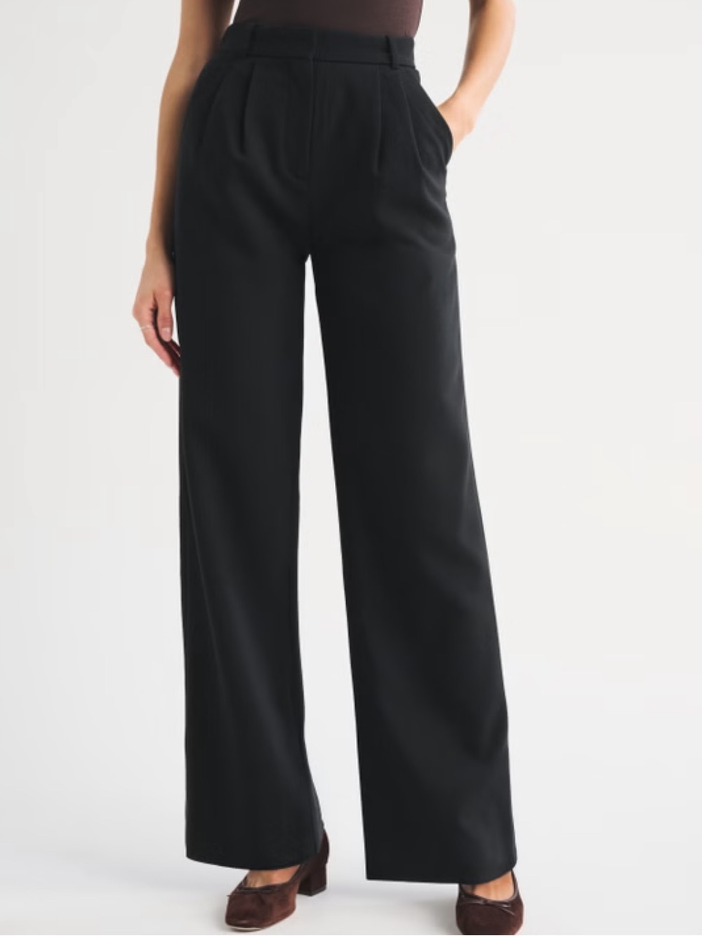 Abercrombie Sloan Tailored Wide Leg Pant Trousers Black Sz 28/6 Short High Rise - Picture 4 of 16
